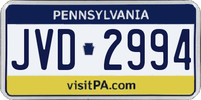 PA license plate JVD2994