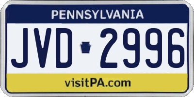 PA license plate JVD2996