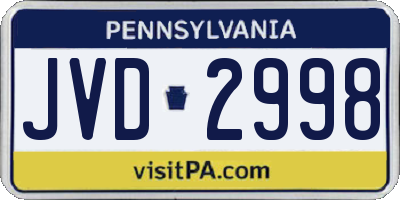 PA license plate JVD2998