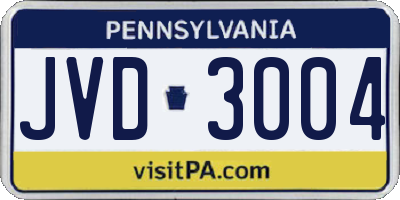 PA license plate JVD3004