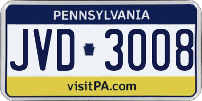 PA license plate JVD3008