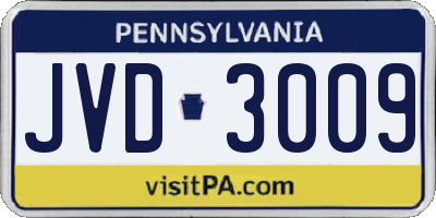 PA license plate JVD3009
