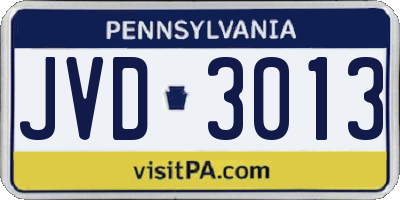 PA license plate JVD3013