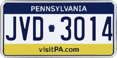PA license plate JVD3014