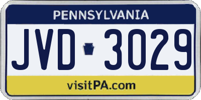 PA license plate JVD3029