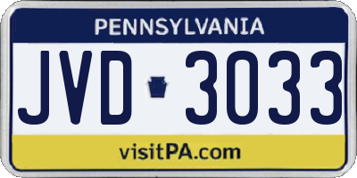 PA license plate JVD3033