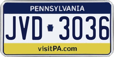 PA license plate JVD3036
