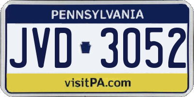 PA license plate JVD3052