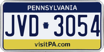 PA license plate JVD3054