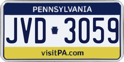 PA license plate JVD3059