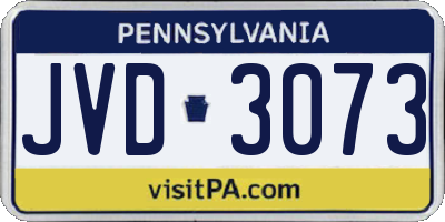 PA license plate JVD3073