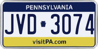 PA license plate JVD3074