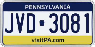 PA license plate JVD3081