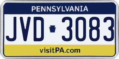 PA license plate JVD3083