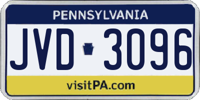PA license plate JVD3096
