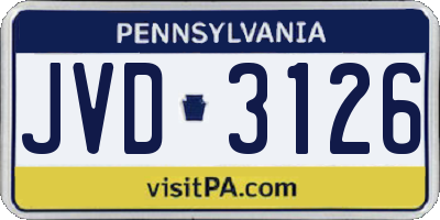 PA license plate JVD3126