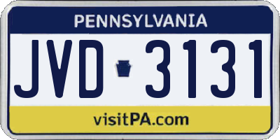 PA license plate JVD3131