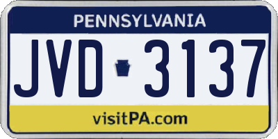PA license plate JVD3137