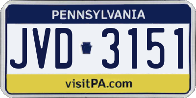 PA license plate JVD3151