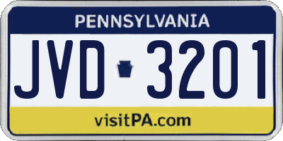 PA license plate JVD3201
