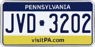 PA license plate JVD3202