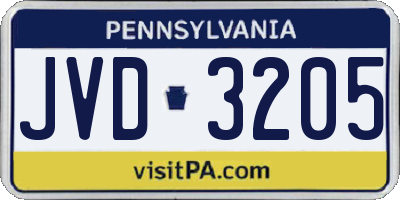PA license plate JVD3205