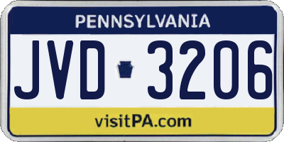 PA license plate JVD3206