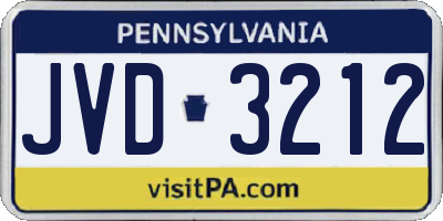 PA license plate JVD3212