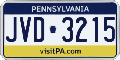 PA license plate JVD3215