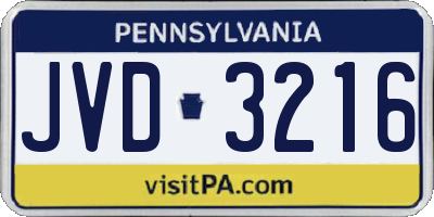 PA license plate JVD3216
