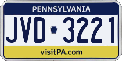PA license plate JVD3221