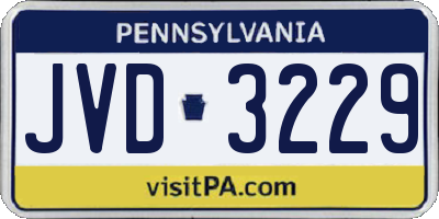 PA license plate JVD3229
