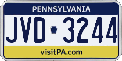 PA license plate JVD3244