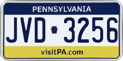 PA license plate JVD3256