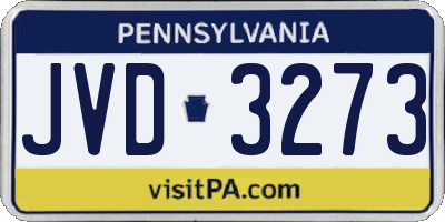 PA license plate JVD3273