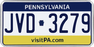 PA license plate JVD3279