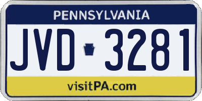 PA license plate JVD3281