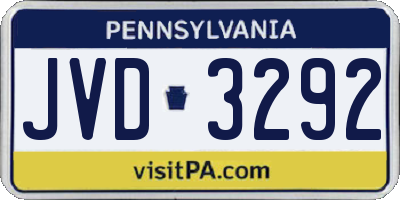 PA license plate JVD3292