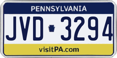 PA license plate JVD3294