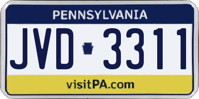 PA license plate JVD3311