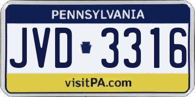 PA license plate JVD3316