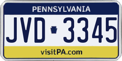 PA license plate JVD3345