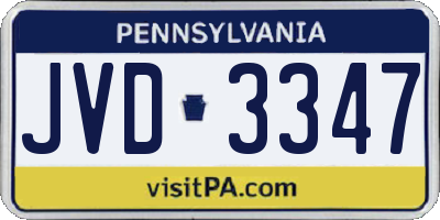 PA license plate JVD3347