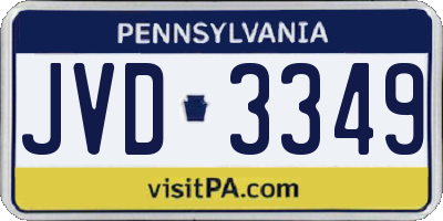 PA license plate JVD3349