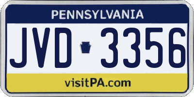 PA license plate JVD3356