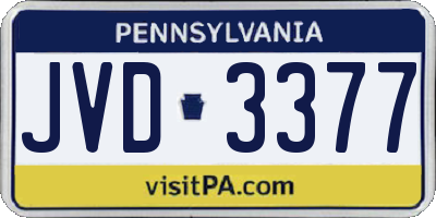 PA license plate JVD3377