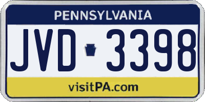 PA license plate JVD3398