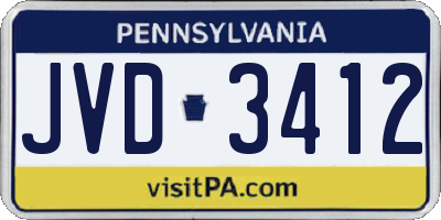 PA license plate JVD3412