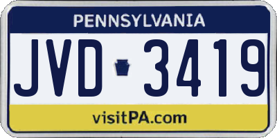 PA license plate JVD3419
