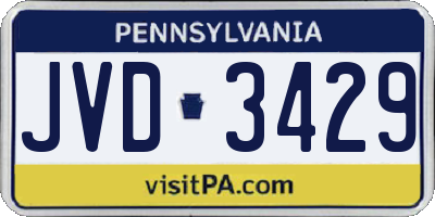 PA license plate JVD3429